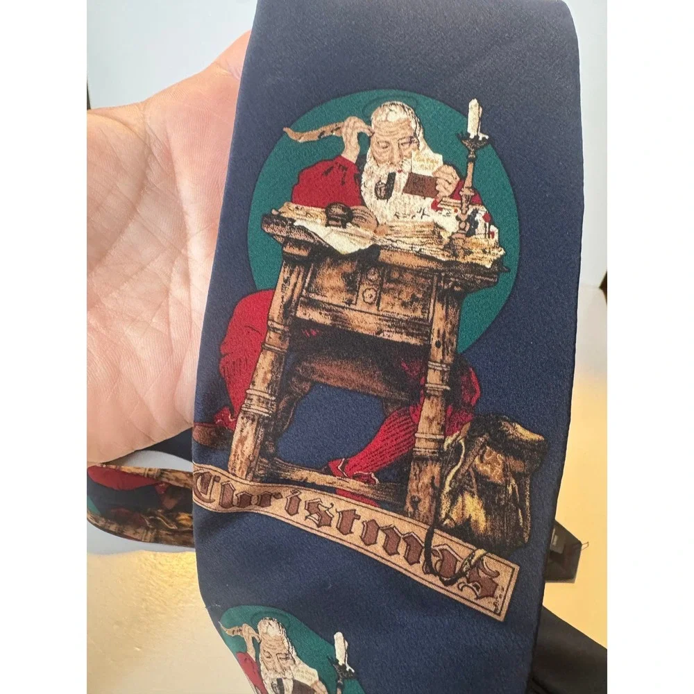 NWT Norman Rockwell Christmas‎ Santa Tie Vintage 1994 Saturday Evening Post Silk